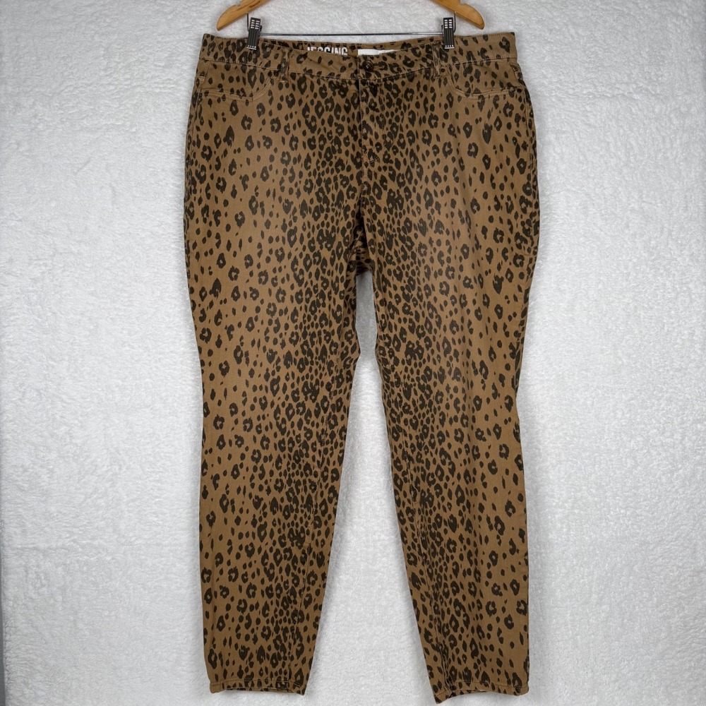 DKNY JEANS Womens Leopard Print Jegging Pants Size‎ 22W Brown Black